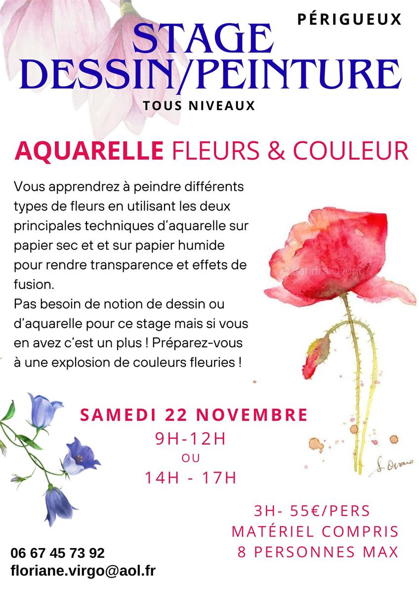 Stage dessin-peinture "Aquarelle fleurs & coul ...