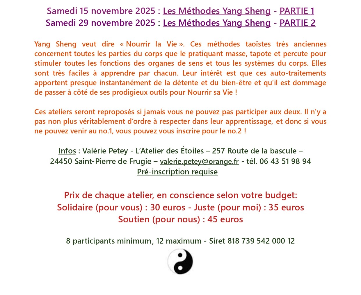 Les Méthodes Yang Sheng