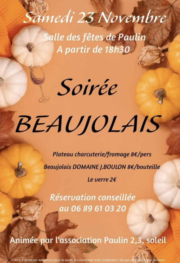 Soirée Beaujolais Nouveau à Paulin