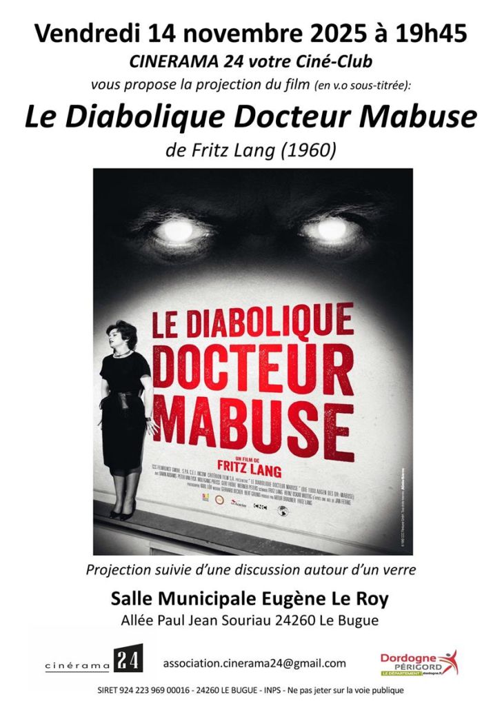 Ciné Club "Le diabolique Docteur Mabuse" (en V ...