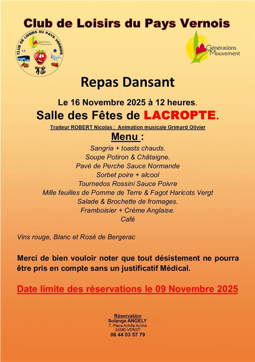 Repas dansant - Animation musicale Grimard Olivier