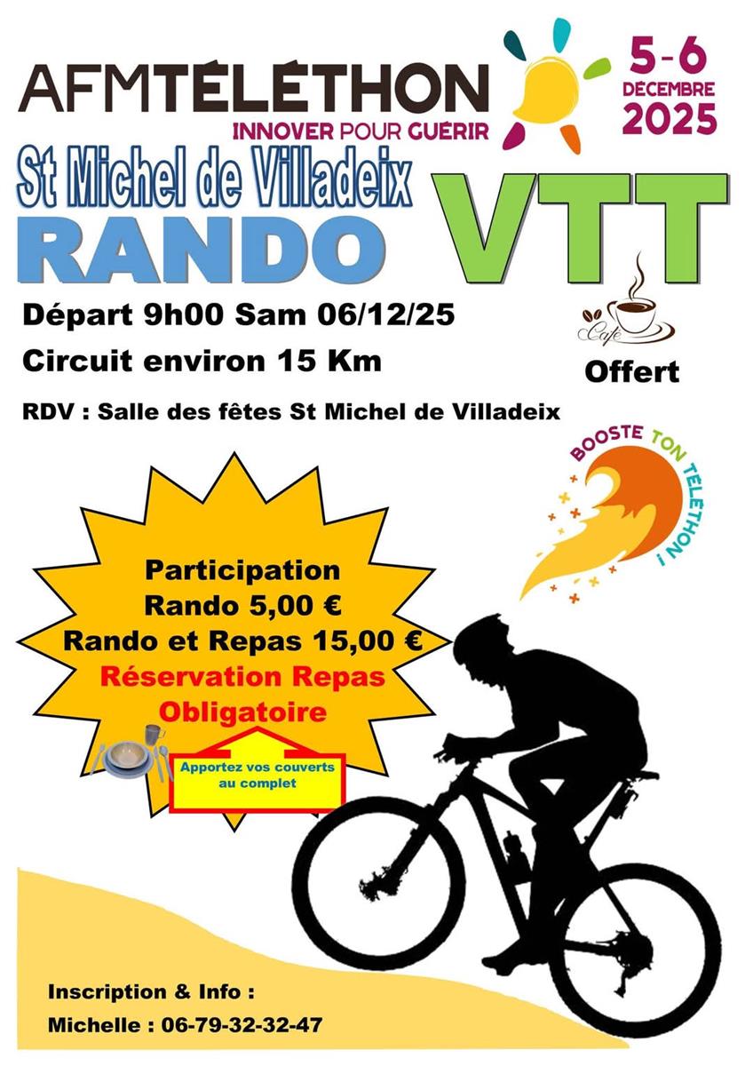 Téléthon : rando VTT et repas
