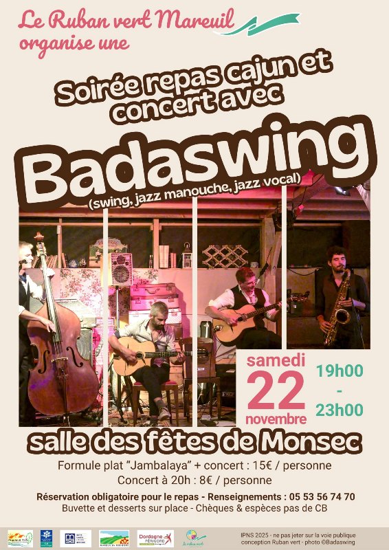 Soirée repas cajun et concert avec Badaswing