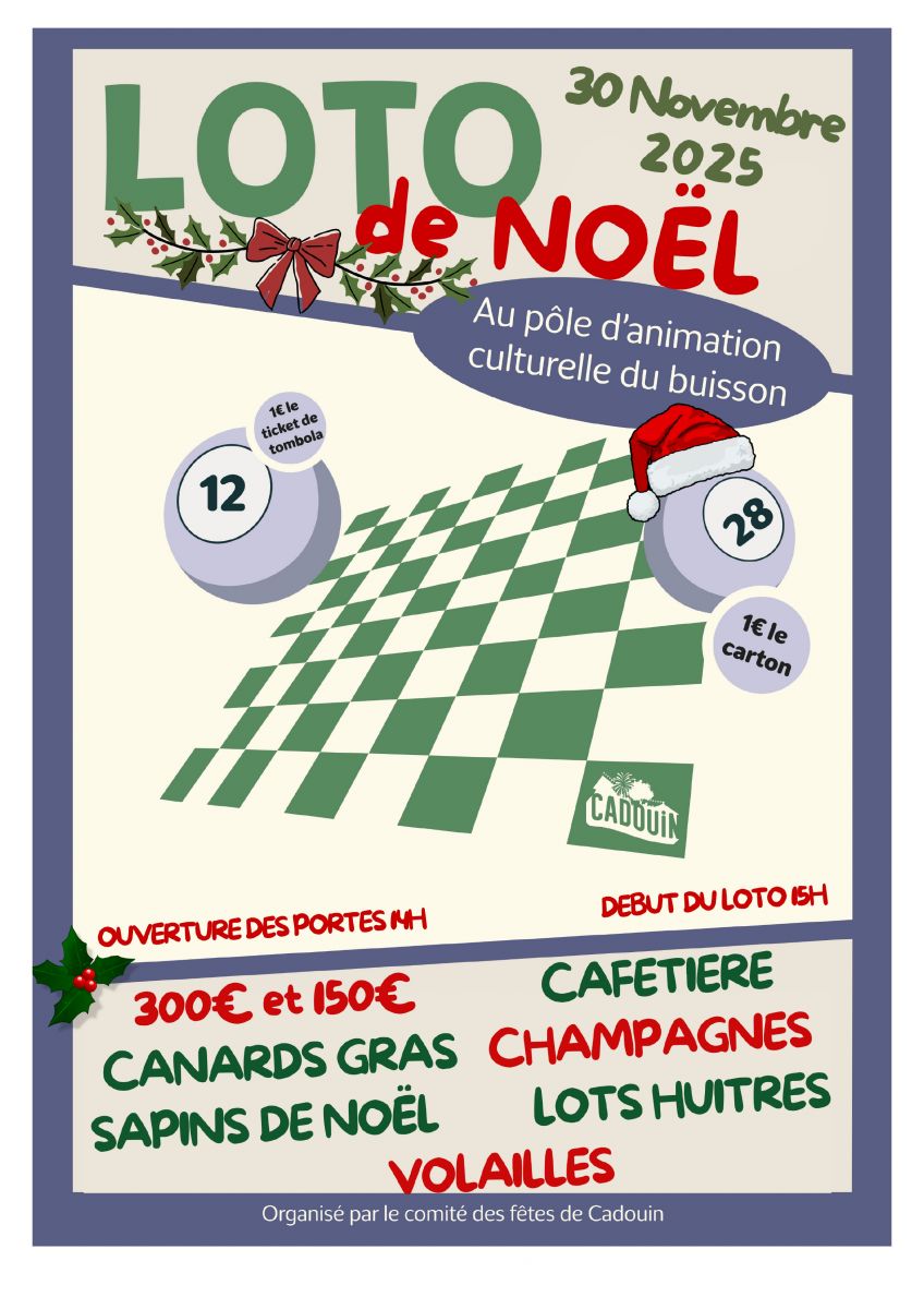 🎄 Loto de Noël du Comité des Fêtes de Cadouin 🎄