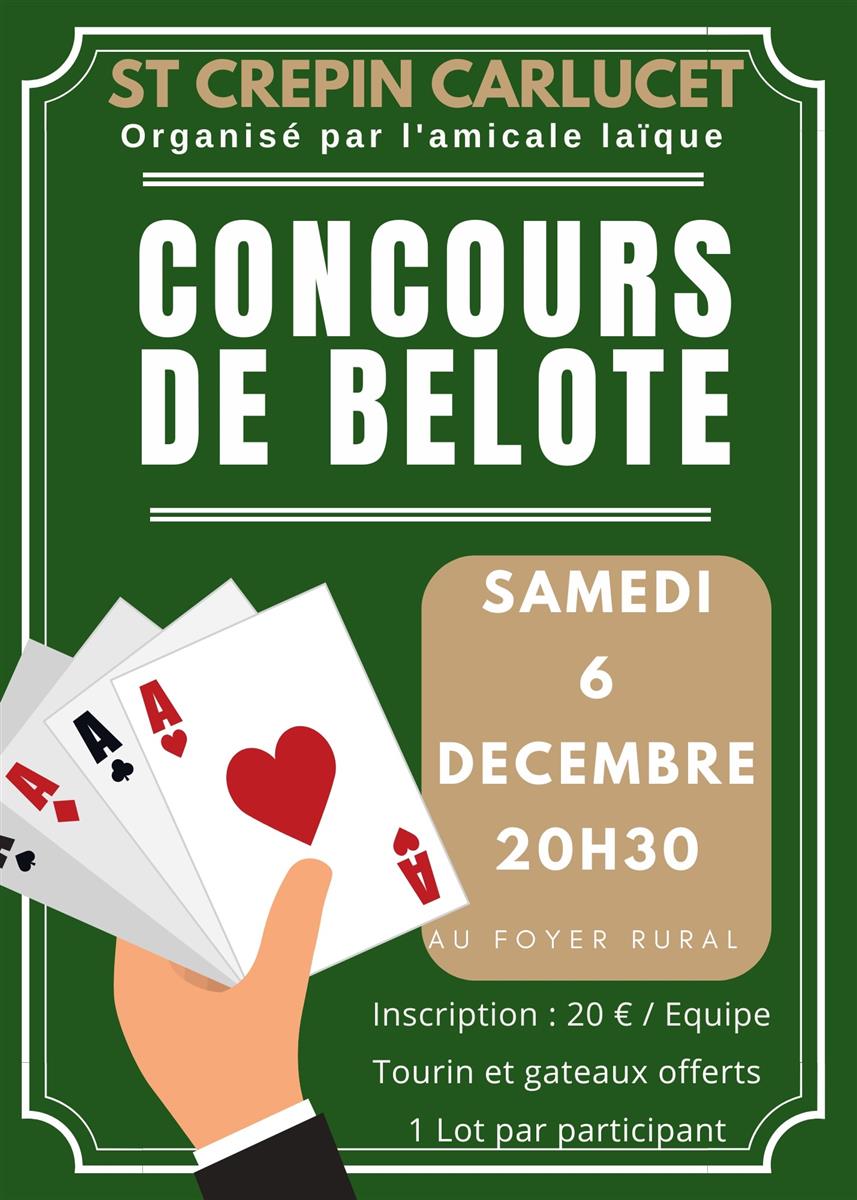 Concours de Belote à Saint Crépin et Carlucet