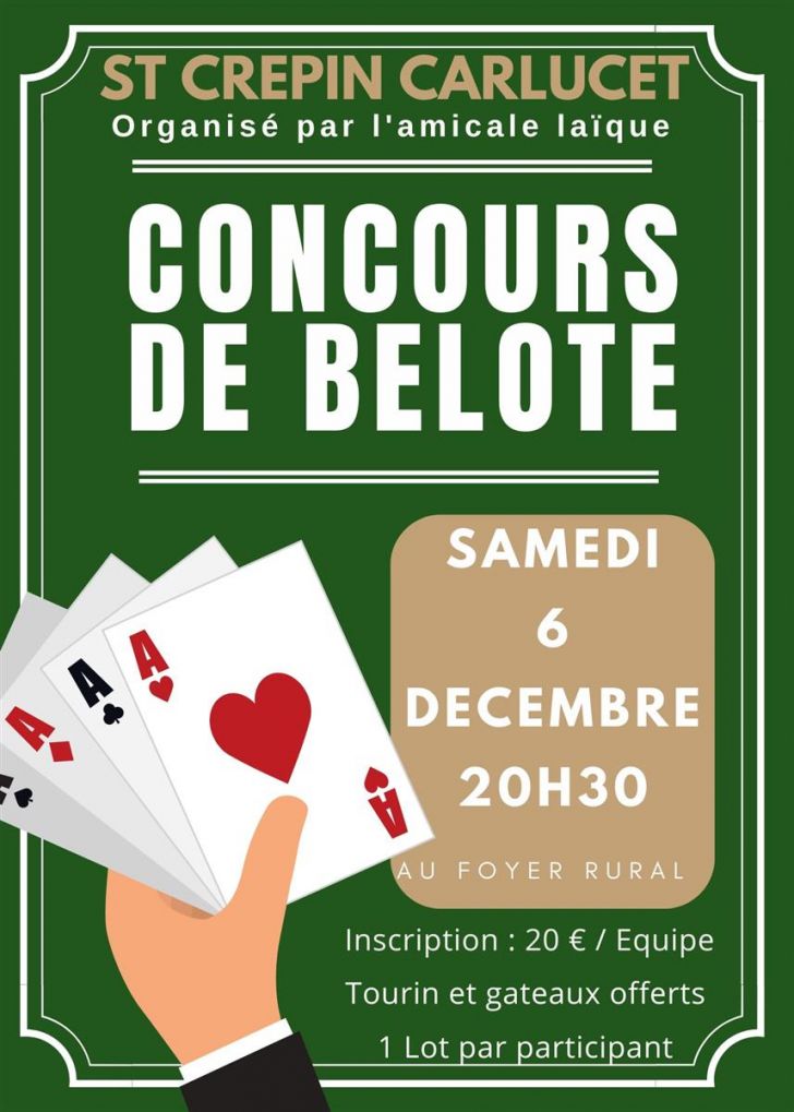Concours de Belote à Saint Crépin et Carlucet
