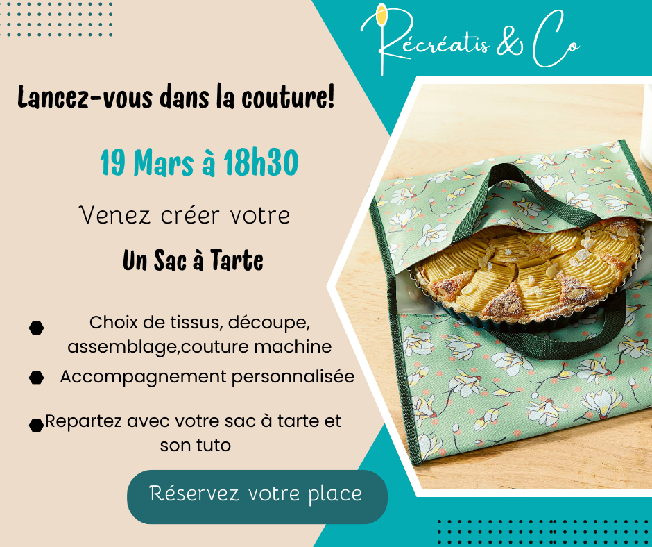 Viens fabriquer ton sac à tarte- Atelier couture