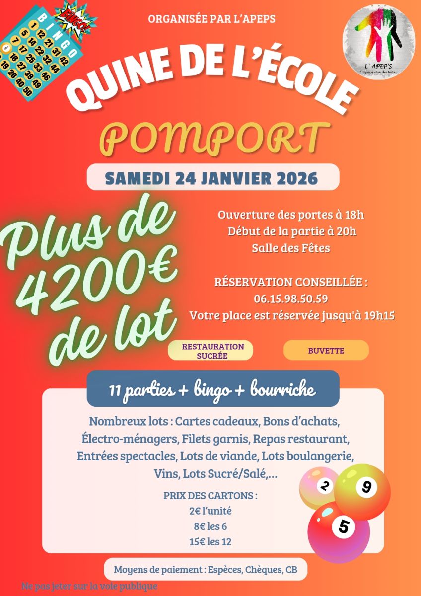 Loto de l'école de Pomport