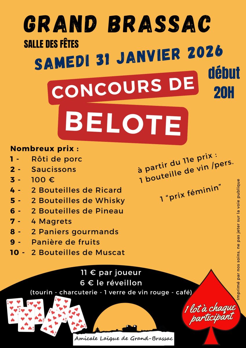Concours de Belote (31 janvier 2026)