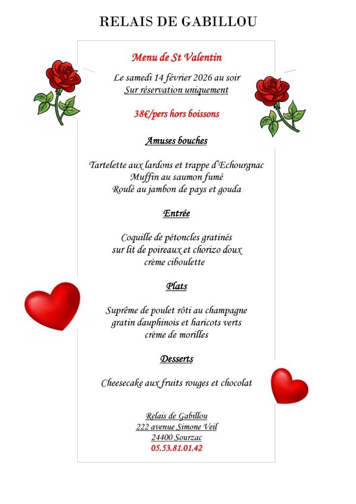 Saint-Valentin au Restaurant Le Relais de Gabillou