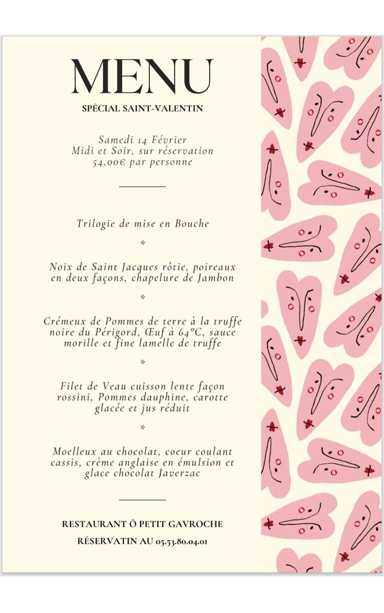 Repas de la St Valentin Restaurant O Petit Gav ...
