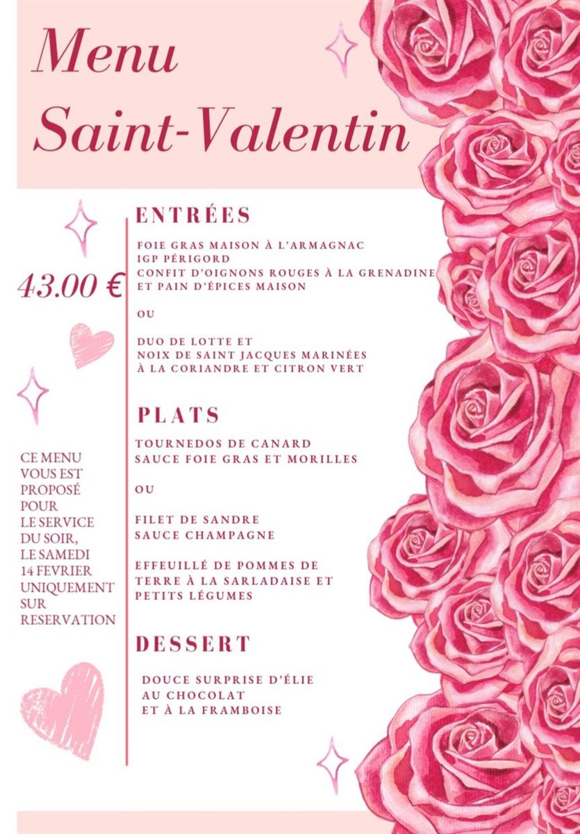 Repas de la St Valentin Restaurant L'Artenset