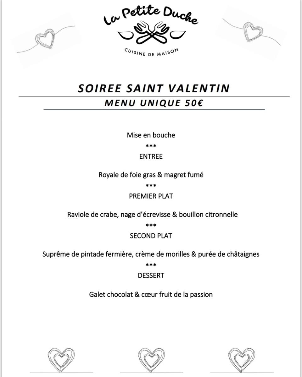 Repas de la St Valentin Restaurant La Petite Duche