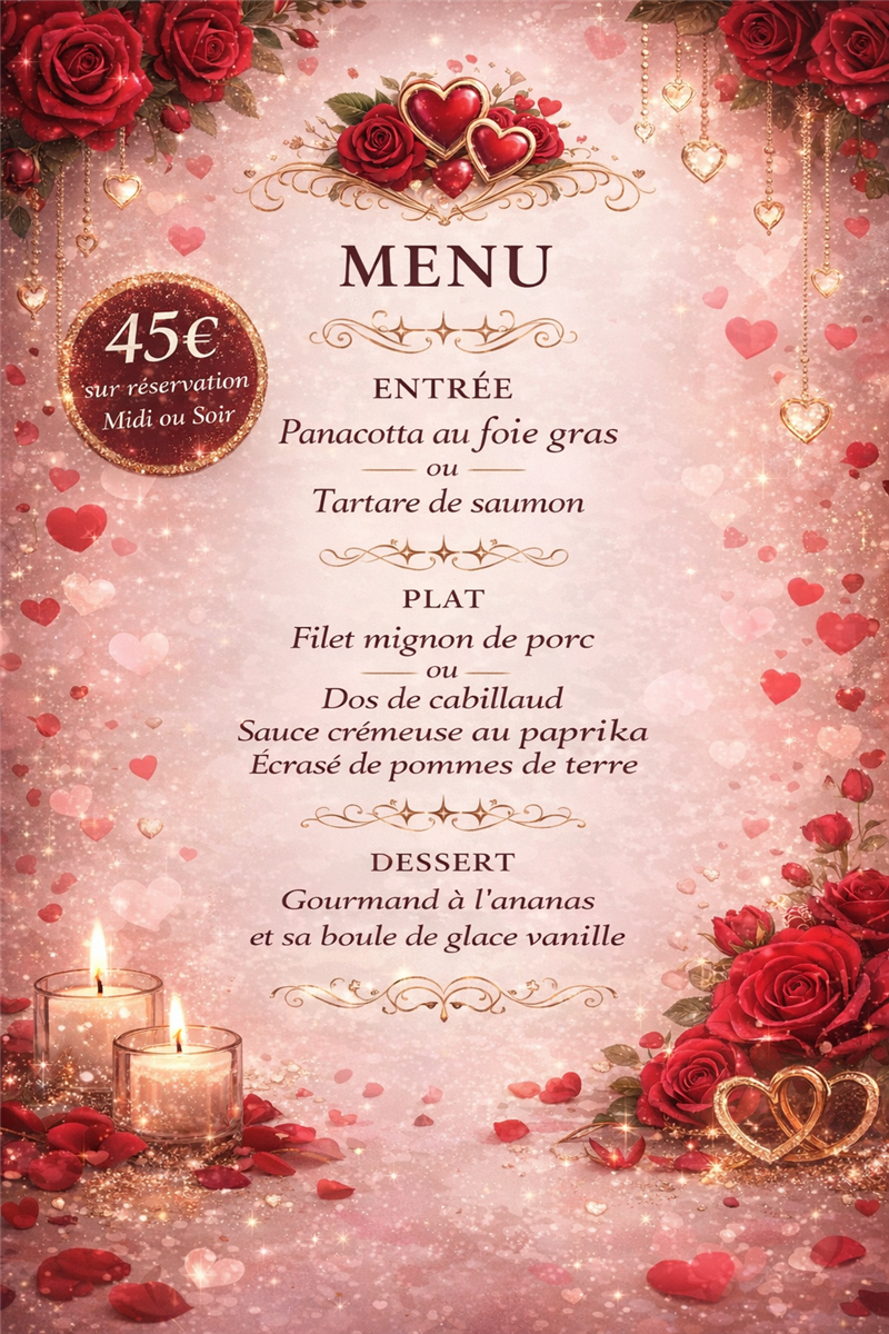 Repas de la St Valentin Restaurant L'Ecole des ...