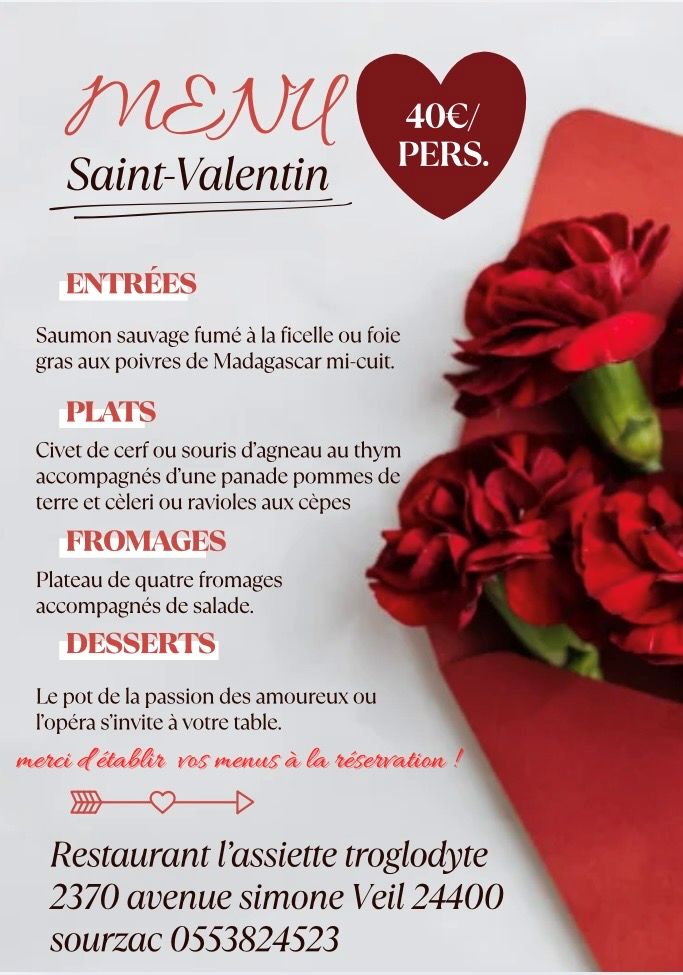 Saint-Valentin au Restaurant L'Assiette Troglodyte