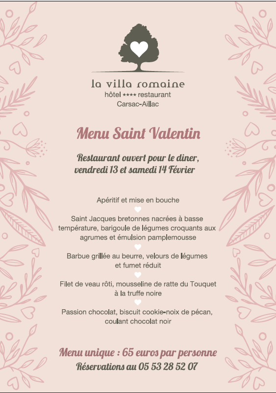 Repas Saint-Valentin - La Villa Romaine Carsac ...
