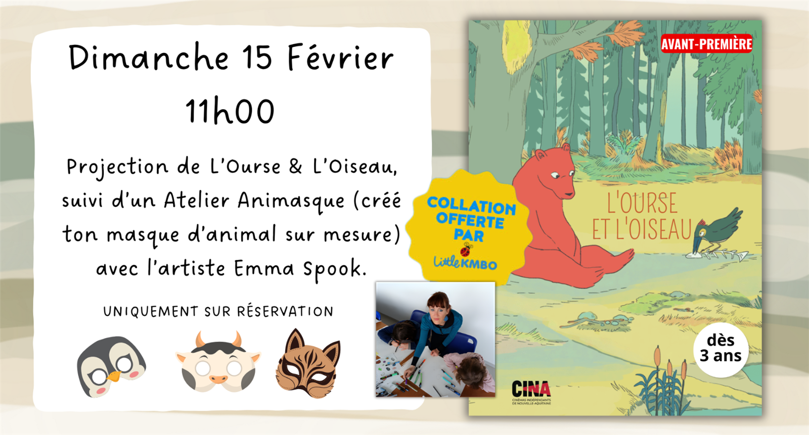 Projection de "l'Ourse et l'Oiseau" et atelier ...
