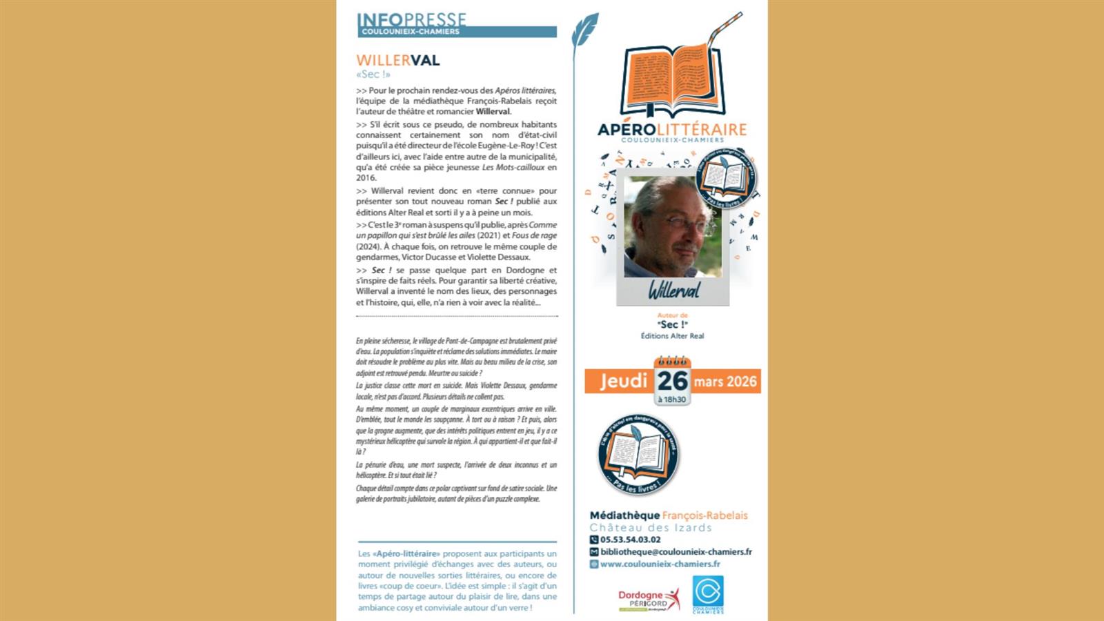 Apéro littéraire : "Sec !" - Willerval