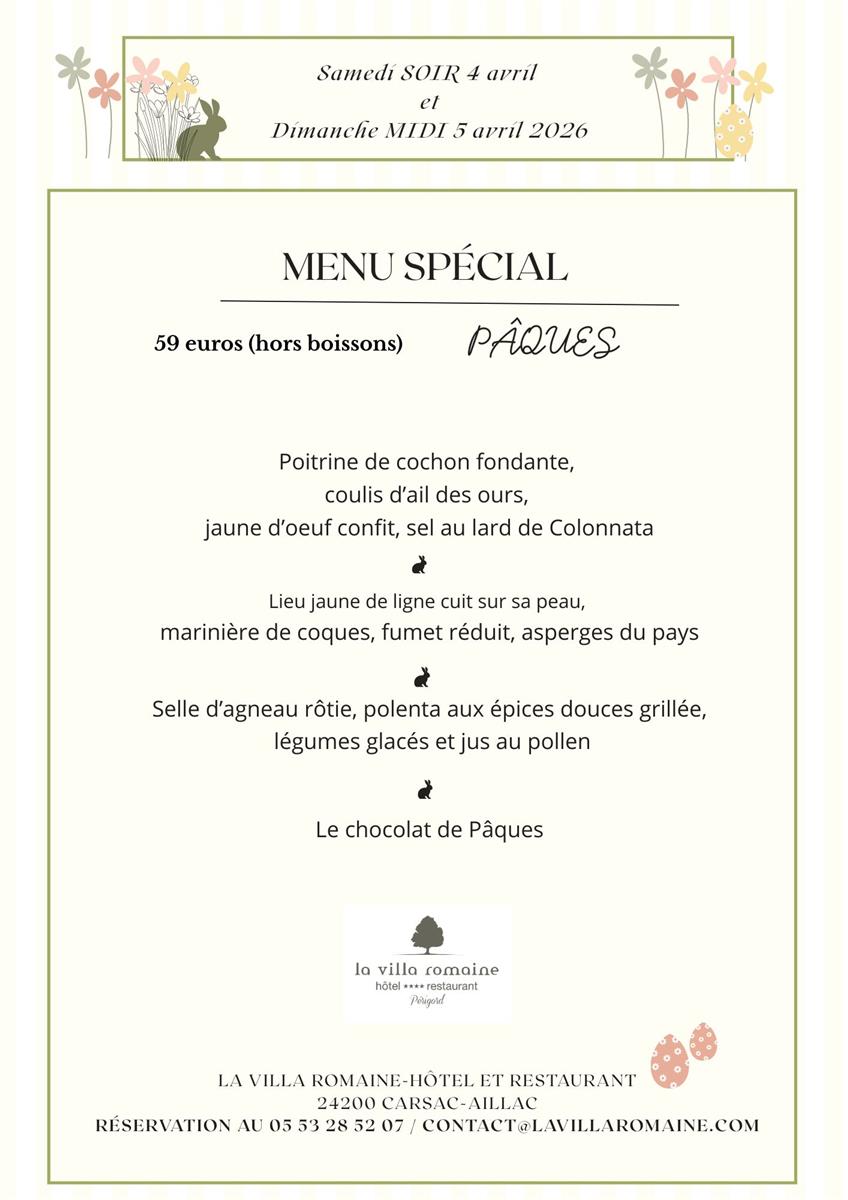 Repas de Pâques- La Villa Romaine Carsac-Aillac