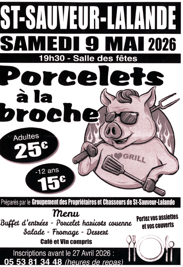 Repas porcelets à la broche