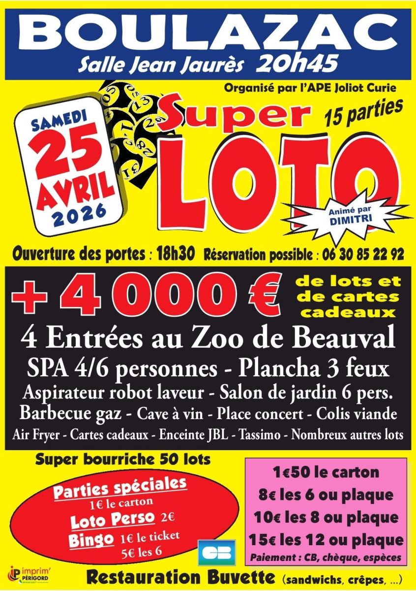 Loto de l'APE JOliot CUrie