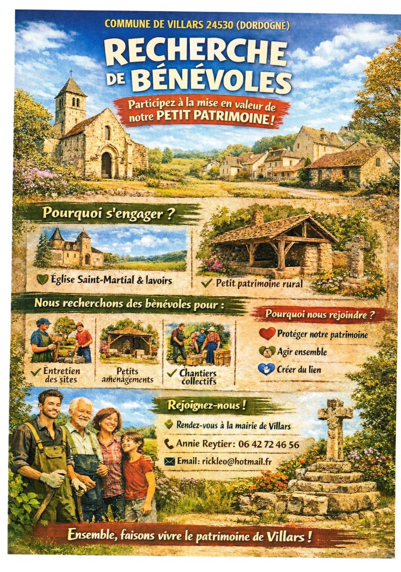 Recherche de bénévoles à Villars