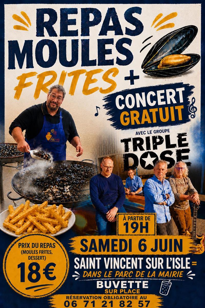 Repas moules frites et concert