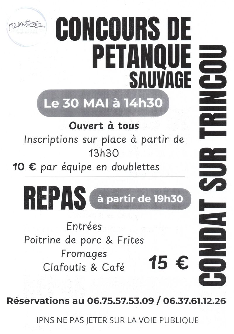 Concours de pétanque sauvage & repas grillades