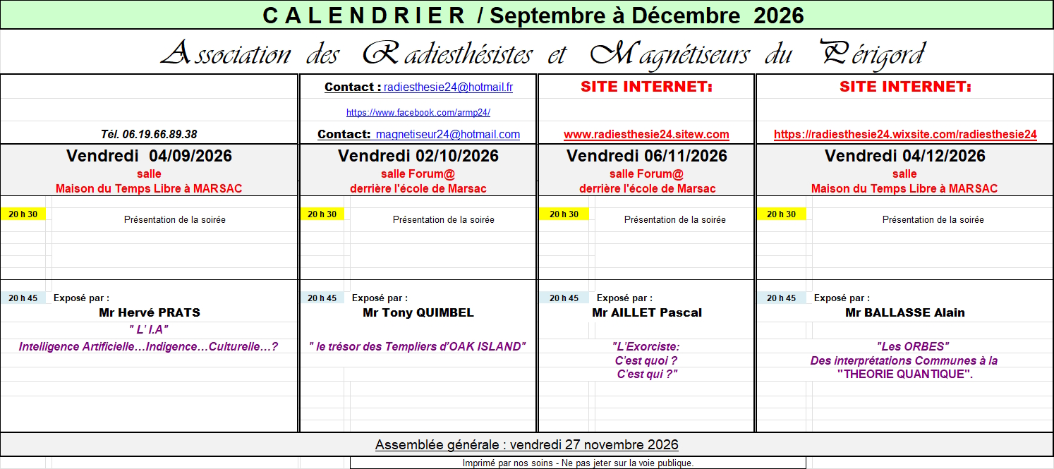 Conférence vendredi 04/09/2026 à 20h30 animée  ...