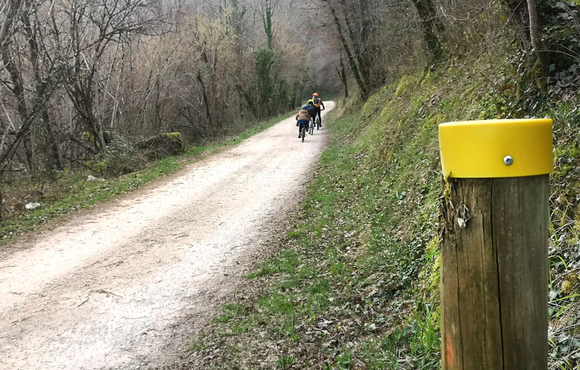 Dordogne yellow hiking signs