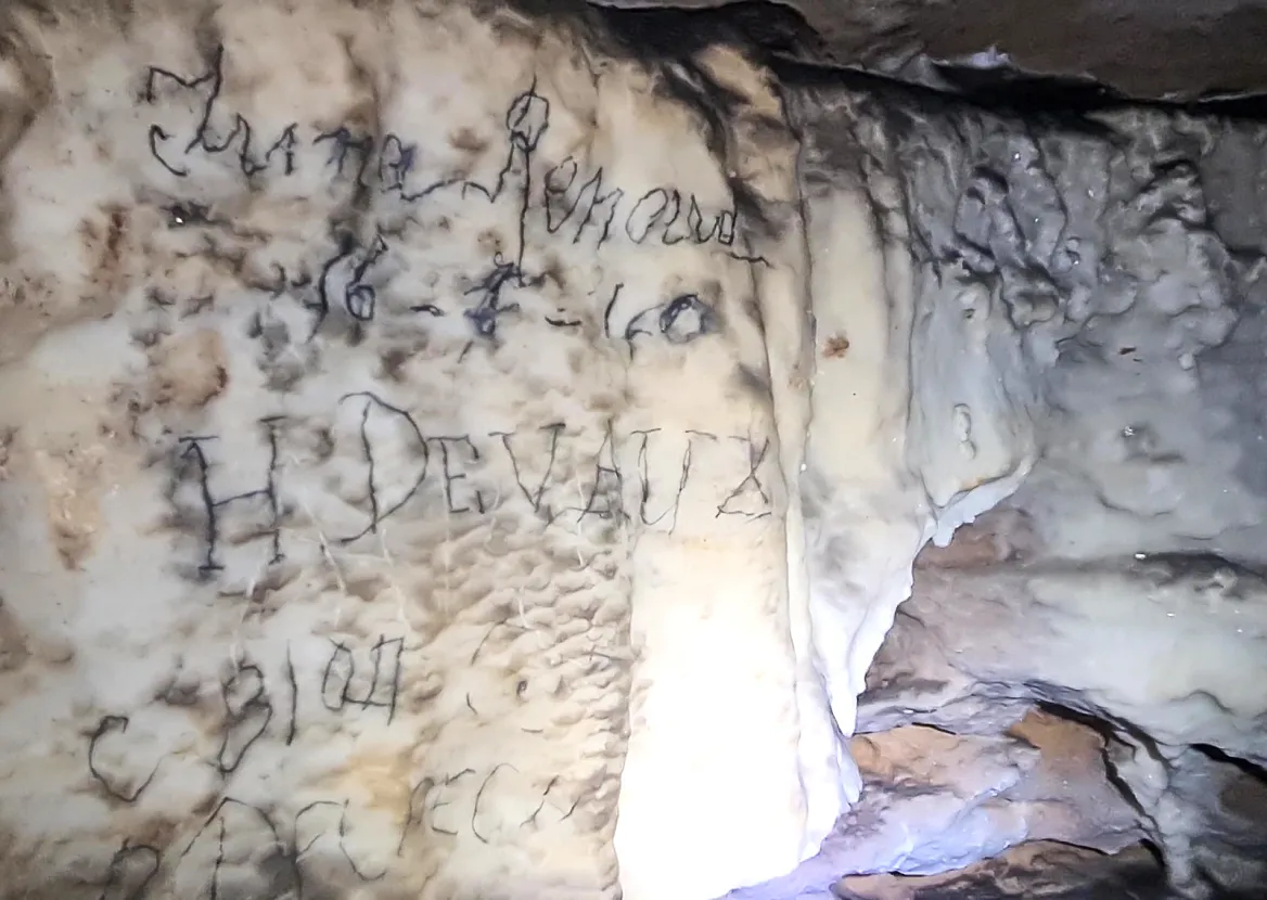 Caving graffiti in the Dordogne