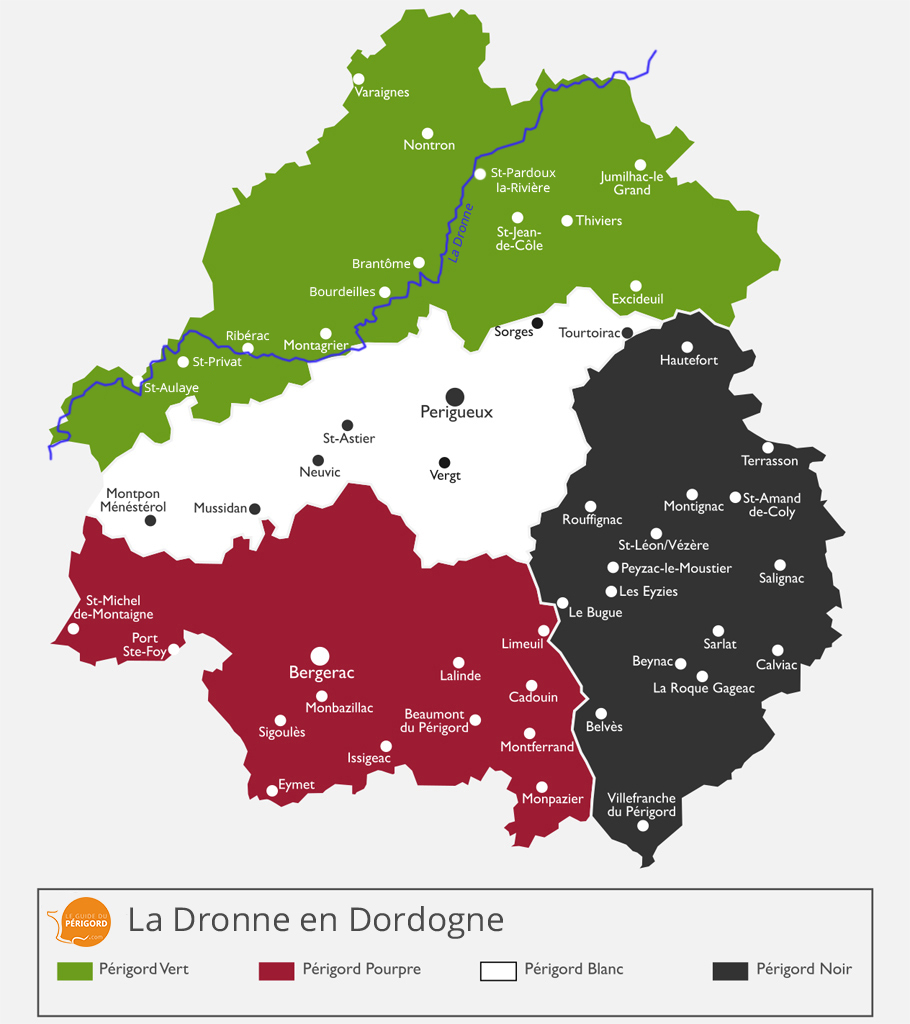 Map of the Dronne in Périgord
