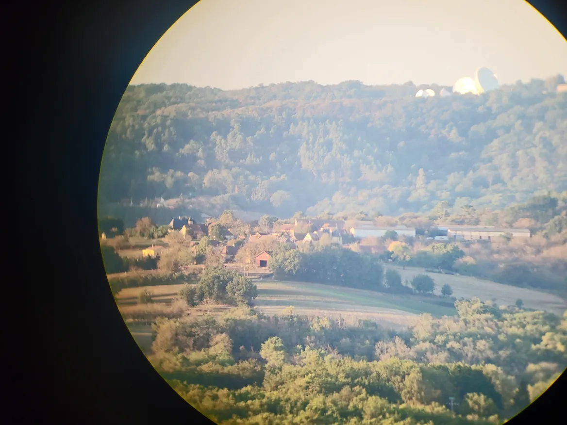 Moncalou Tower seen from binoculars