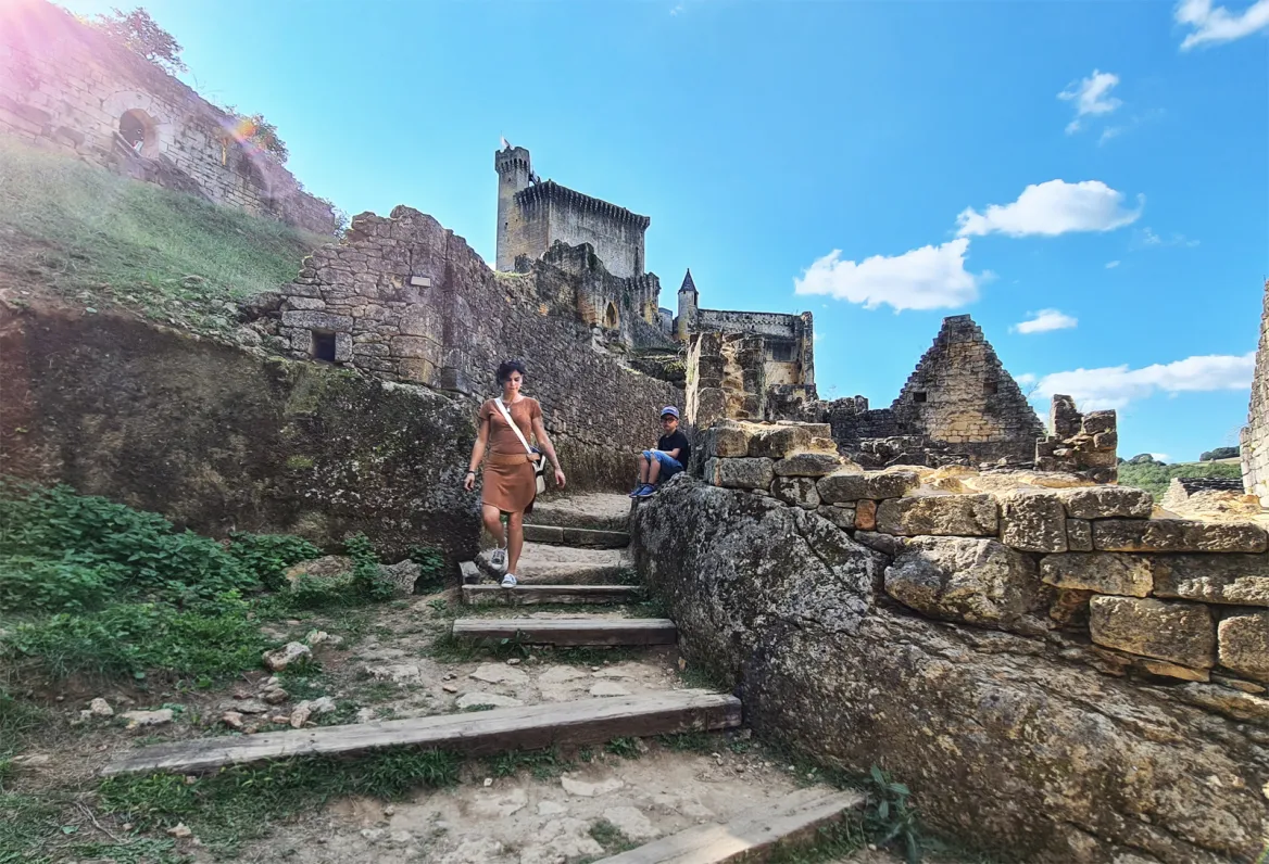 The descent of the stone staircase