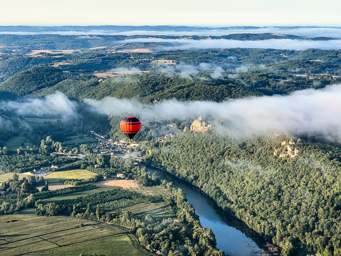 Hot air balloon flight in the hills above Saint Vincent